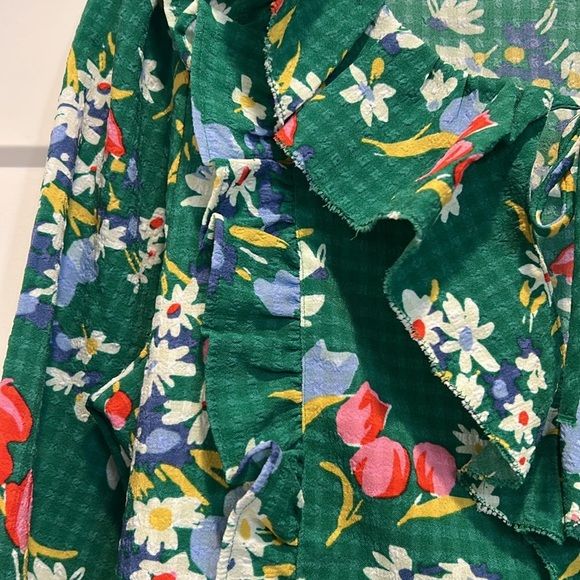 Loft Floral Green Women's Top size small. - Picture 8 of 10